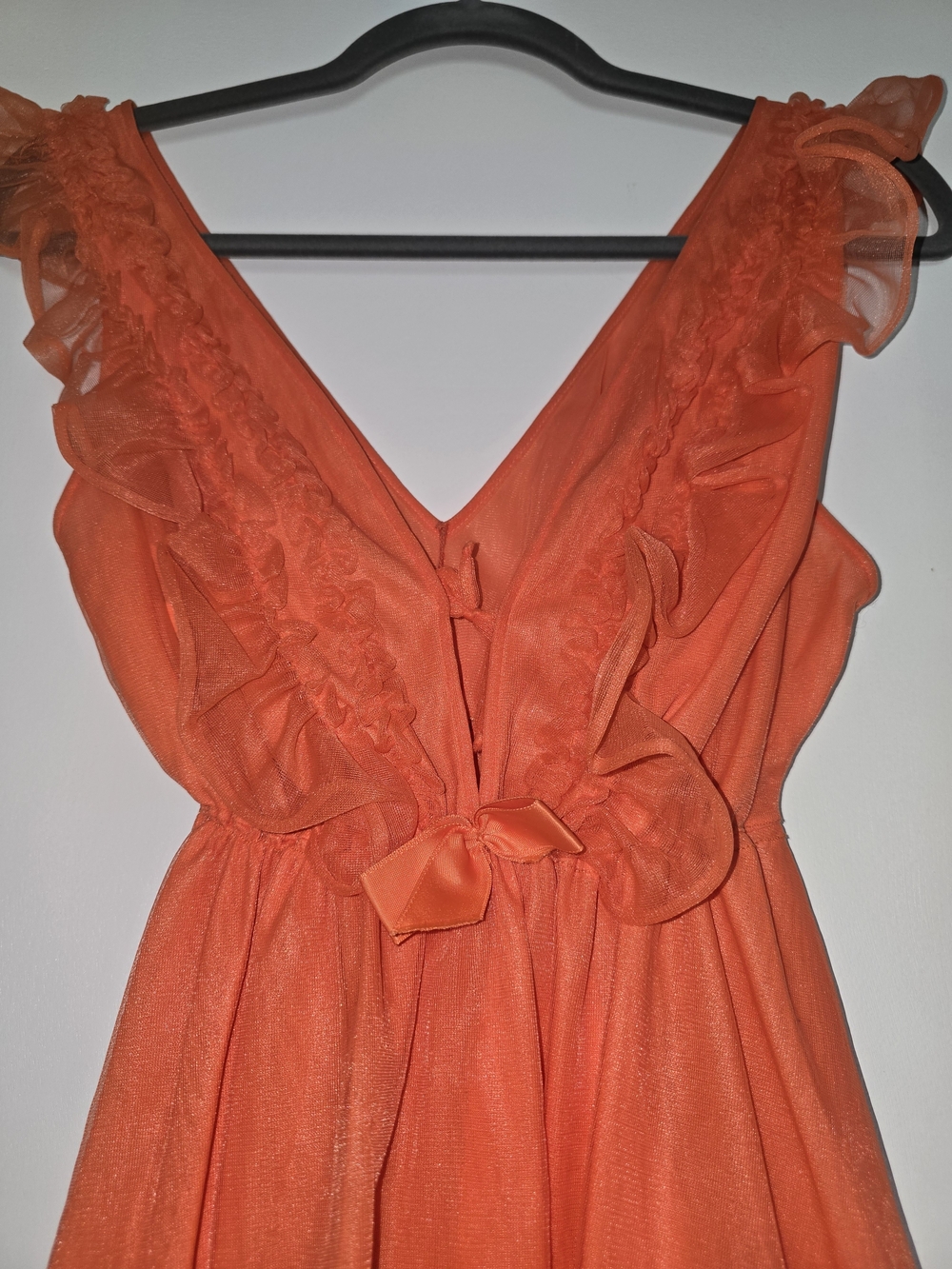 Vintage Roberta Lingerie New Zealand Coral Sheer Nylon Babydoll Nightgown Small - Picture 3 of 6